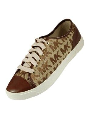 > Michael Kors Tan and Brown Monogram Sneakers Women's Size 8